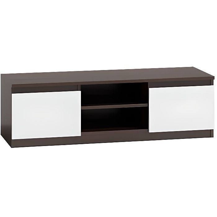 Meuble TV moderne pour salon 120 cm 40 Wengé-Blanc