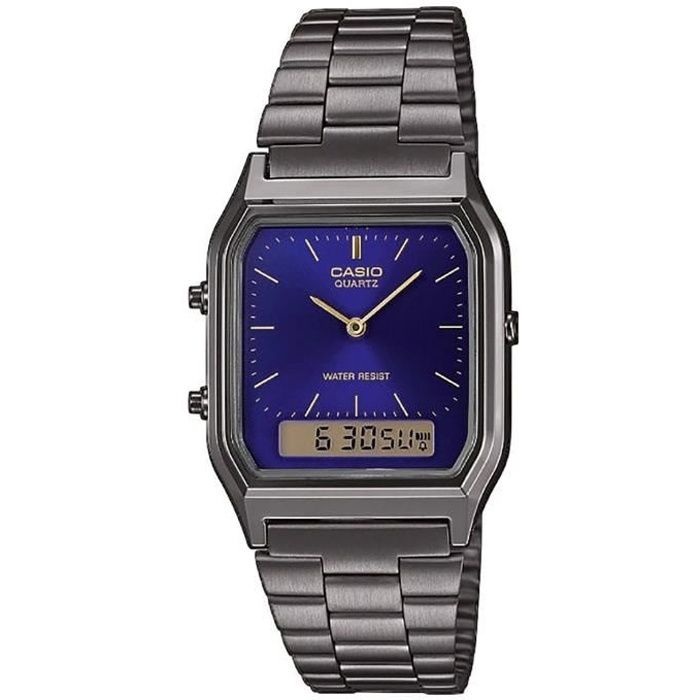 Montre Casio Collection rectangulaire fond bleu