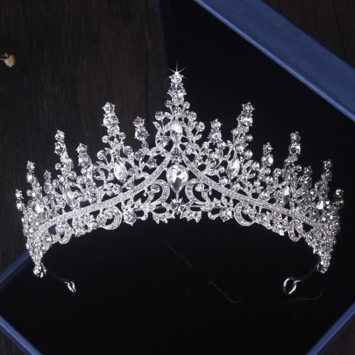Diademe OHPAW Magnifiques ensembles de bijoux de mariée en cristal d'argent diadèmes boucles d'oreilles couronne collier ras du cou