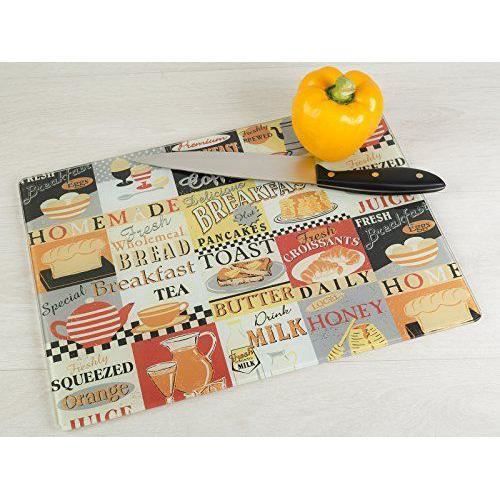 Creative Tops Home Protection Surface de travail en verre Rétro Petit Déjeuner quotidien, multicolore - 5166384
