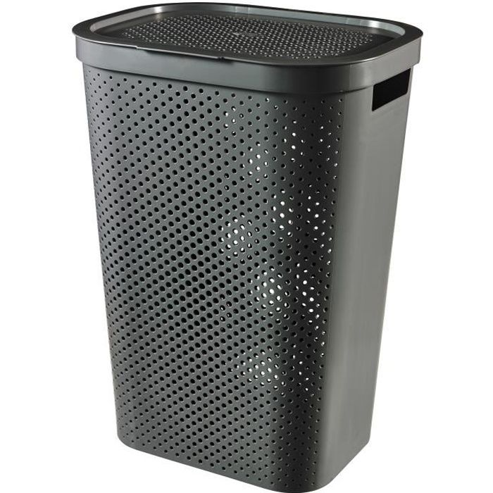 CURVER Coffre à linge 60L Infinity Dots - Plastique recyclé - Gris