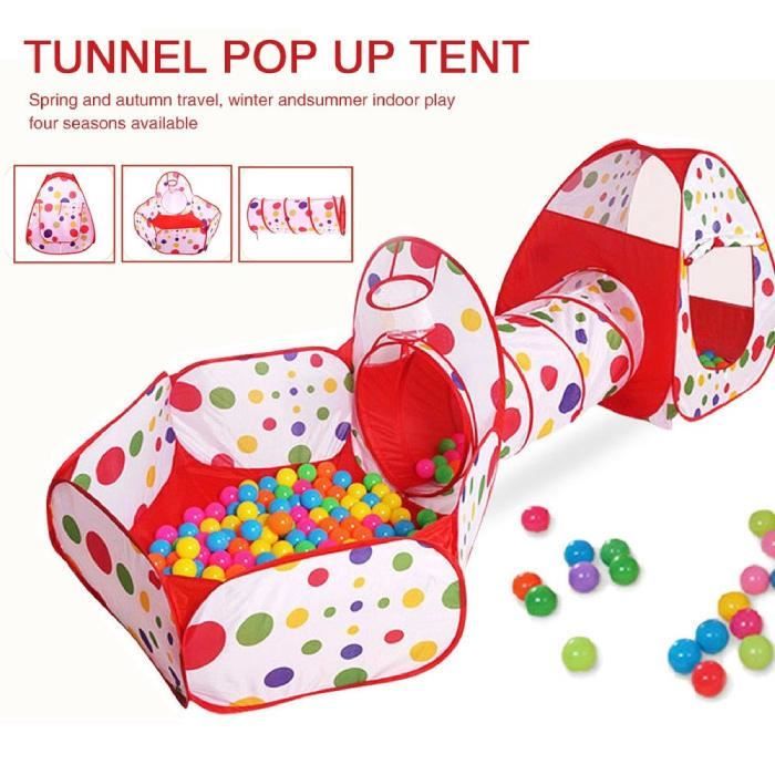 QI112255 Tente de jeu pour enfants+ Tunnel+ Piscine à balles +Sac de rangement AR