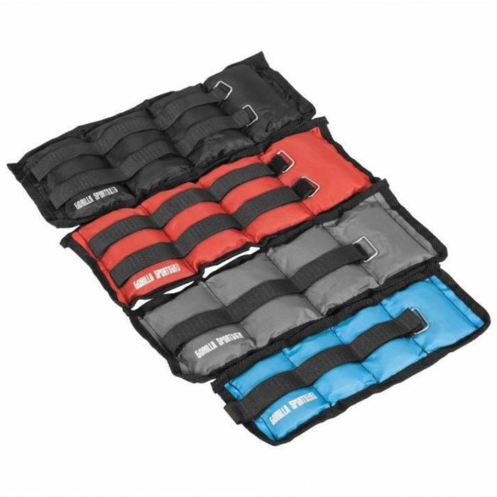 Gorilla Sports - Bandes lestées pour poignets ou chevilles 1kg(2x0.5), 2kg(2x1), 3kg(2x1.5) et 4kg(2x2) - Lot de 10kg Bleu