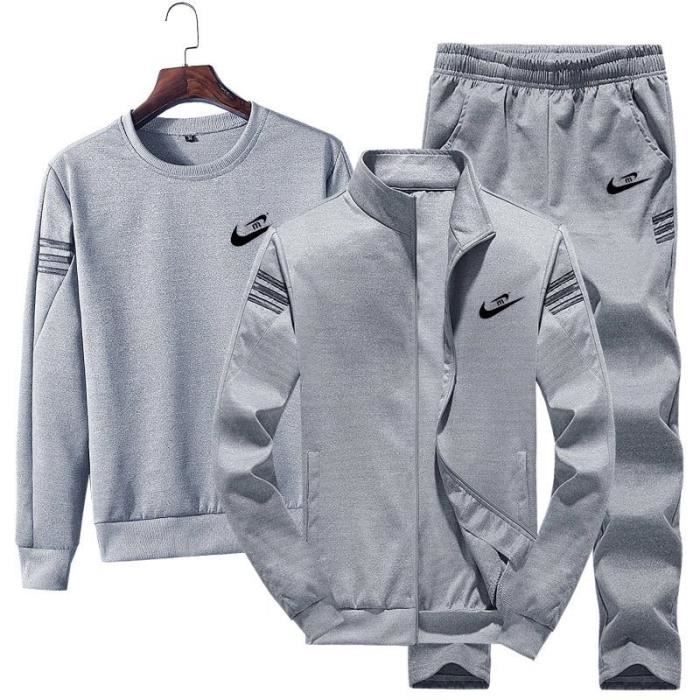 Survêtement Homme 3 Pièces Jogging Ensemble à Manches Longues Zippé Sport Décontracté Sportswear
