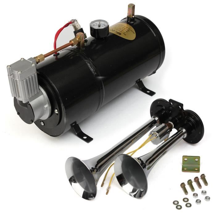 Klaxon Gauge Compresseur Air Horn Kit 110 PSI 12-Volt Réservoir
