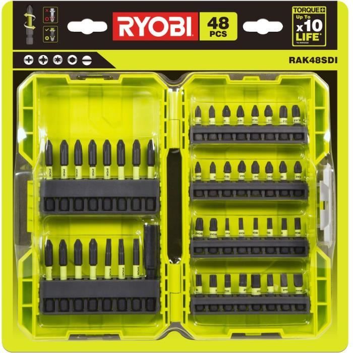 RYOBI RAK48SDI - Coffret antichocs 48 accessoires de vissage