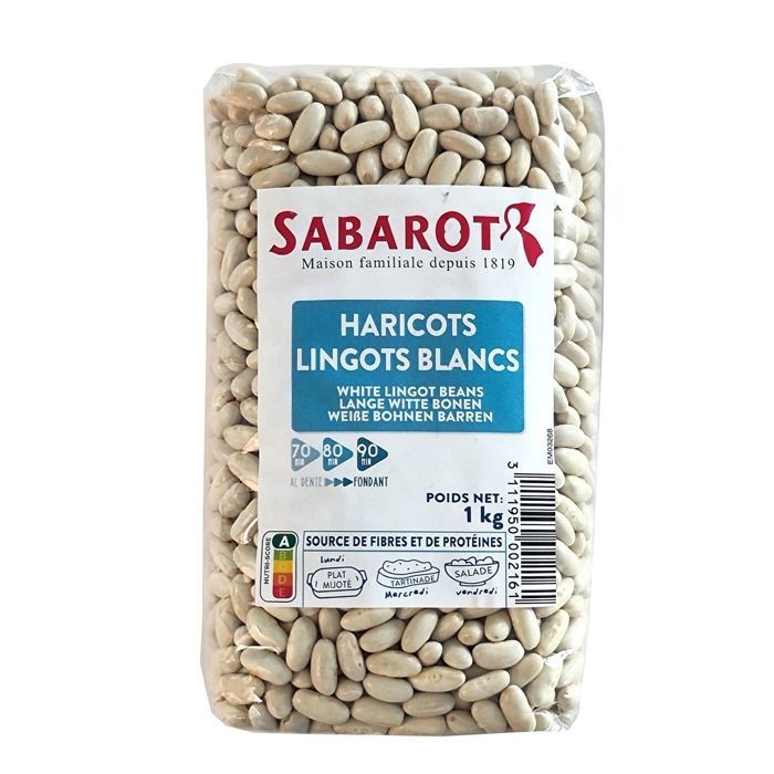 Haricots lingots blancs sachet de 1kg Sabarot