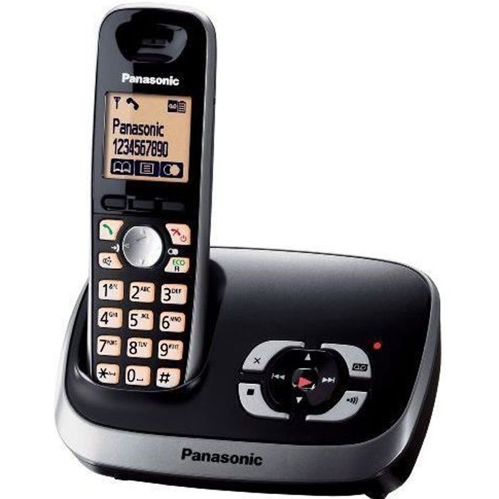 Panasonic Téléphone sans fil KX-TG6521GB avec répondeur Noir (import Allemagne)