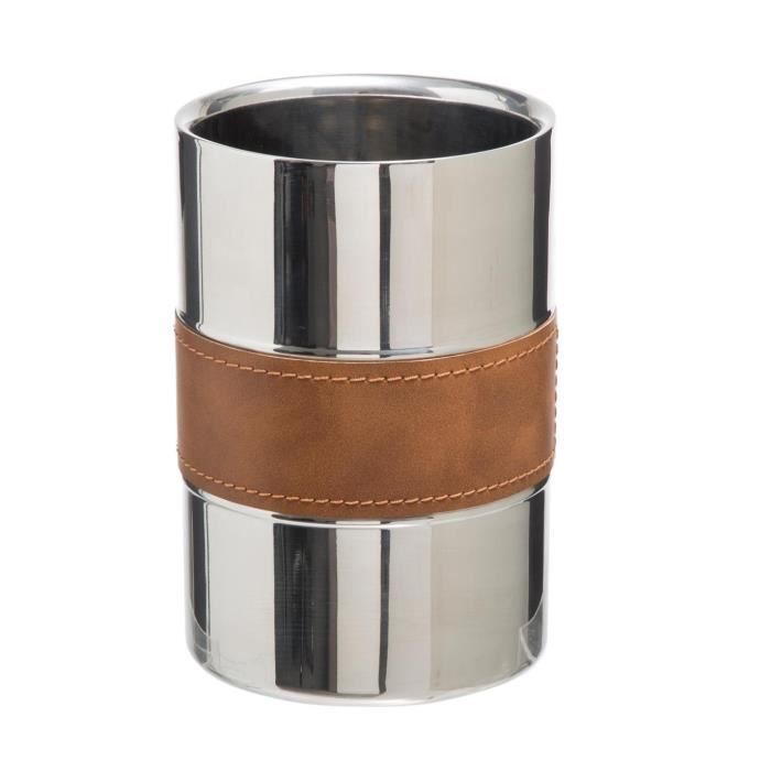 Secret de Gourmet - Rafraîchisseur de Bouteilles en Inox D 12 cm x H 18 cm Argent/Marron
