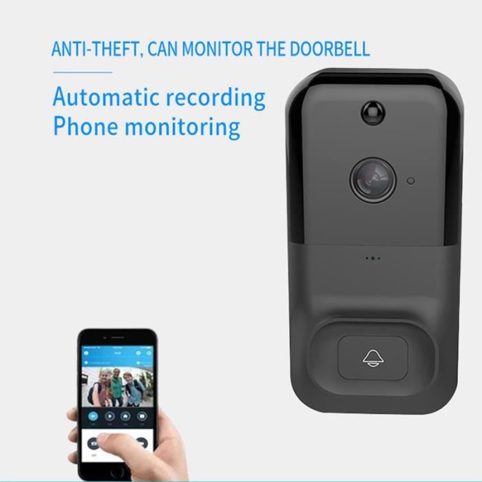 X5 Wireless WiFi DoorBell Smart Video Phone Interphone Visuel 2 Way Talk Door Bell Noir