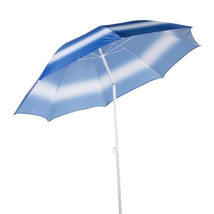 TOM parasol de plage 190 cm polybutène / aluminium blanc/bleu