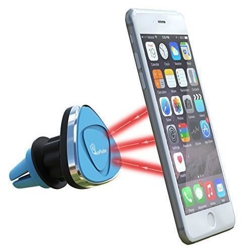 Support téléphone magnétique orientable de voiture VeoPulse pour grille d'aération bleu