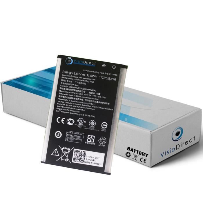 Batterie interne pour Asus Zenfone 2 Laser ZE601KL Z011D C11P1501 téléphone portable - 3000mAh - Visiodirect