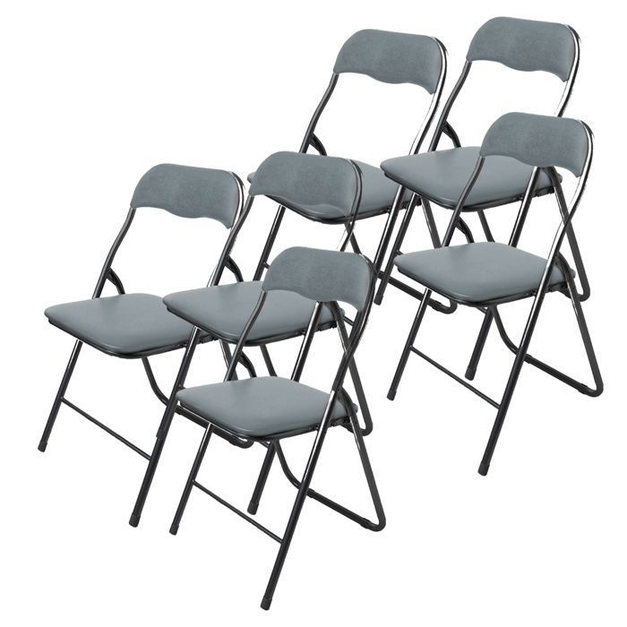 GarageRock Lot De 6 Chaises Pliantes Transparentes Métal - Charge 150 Kg - Intérieur Extérieur