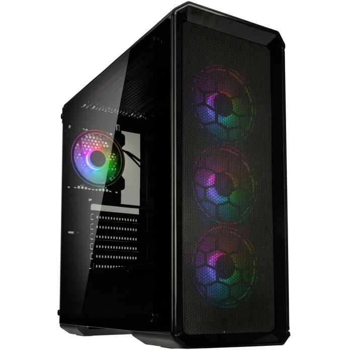 Boîtier PC Moyen Tour ATX – Kolink – Levante v2 – Panneaux vitrés – RGB – 6 emplacements ventilateurs