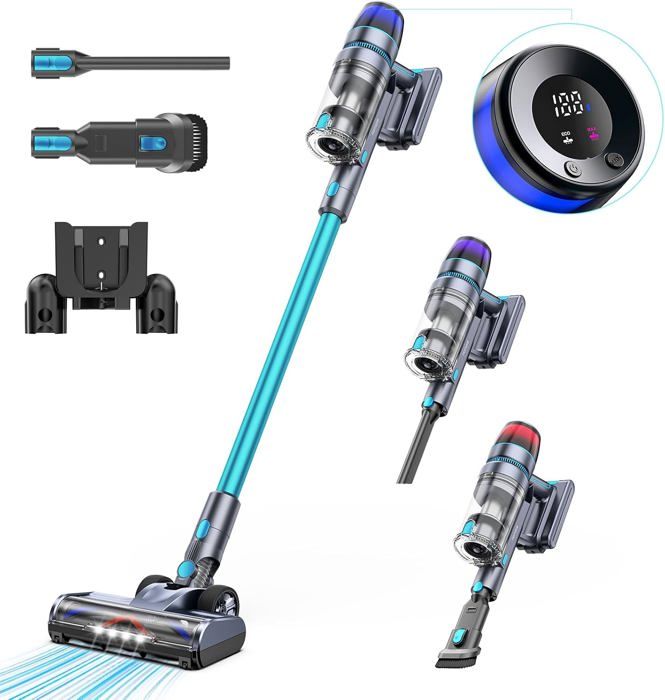 Aspirateur Balai Sans Fil 600W 48KPa - Autonomie 70min, Bac 2L, Auto-Stable, Avec Écran OLED - 3