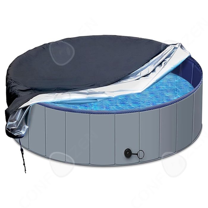 Couverture De Piscine Ronde Pour Chien - Tissu Oxford 210D Anti-UV - Tailles S/M/L (82 à 162cm) Avec Cordon - 9