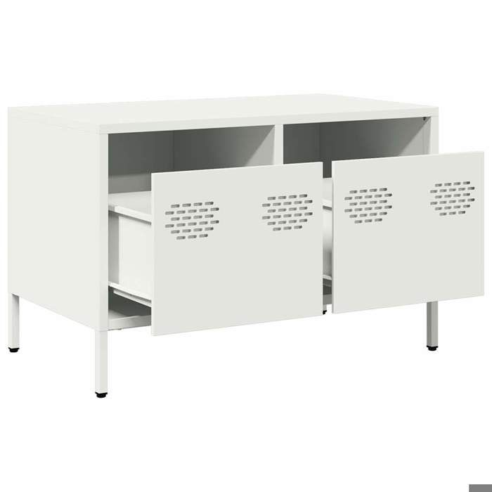 Meuble TV discount - GKK - Console TV avec 2 tiroirs - blanc 68x39x43 5 cm acier laminé à froid @3941