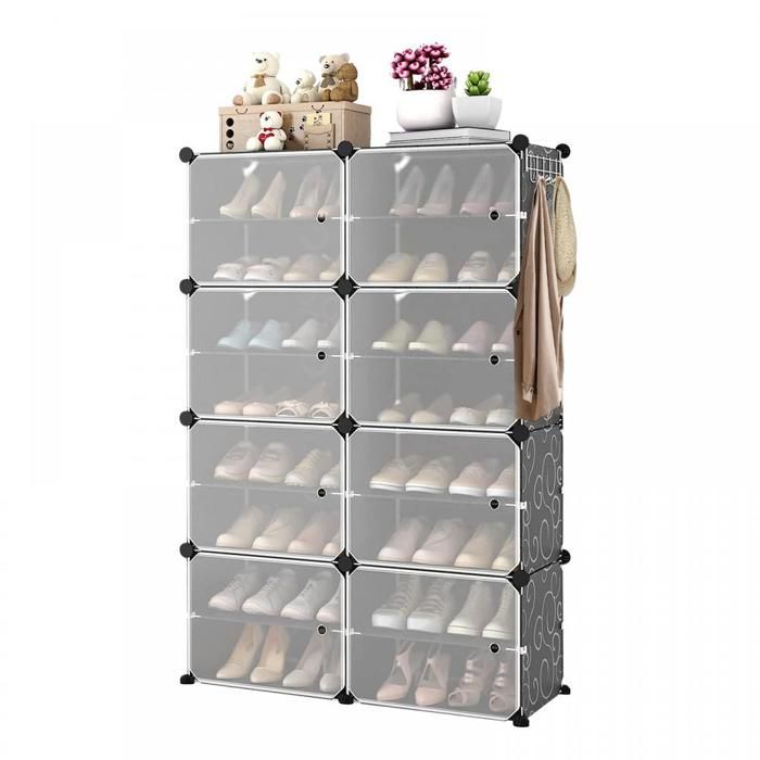 B.LIVEM Meuble Chaussure 8 Niveaux Rangement Chaussure 32 Paires Etagere Chaussure Armoire a Chaussures pour Entrée Salon Chambre