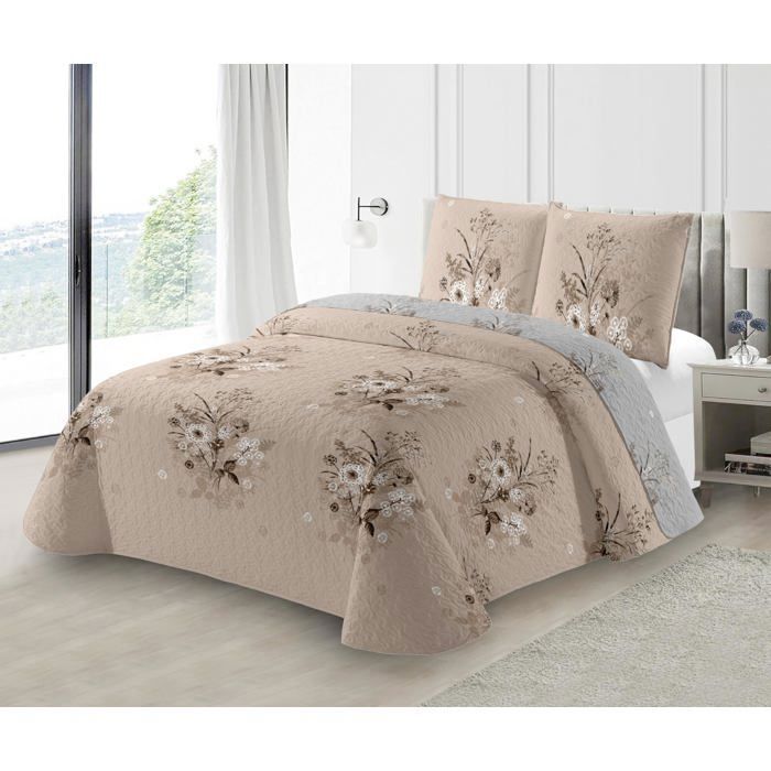 Couvre lit boutis matelassé microfibre lavée, Loja - Vert eucalyptus - 180 x 230 cm | Leroy Merlin