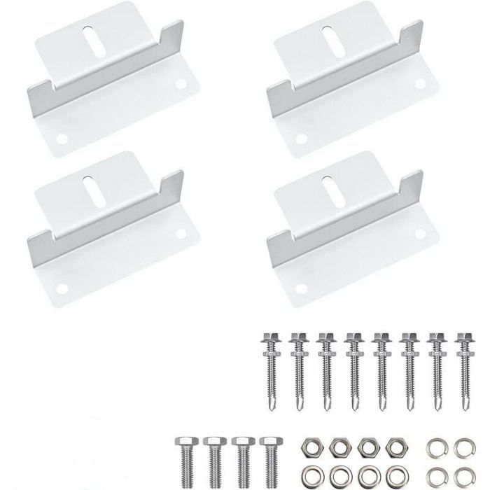 Support et fixation de panneau solaire4 Pièces Panneaux Solaires en Z Supports pour Montage Panneau Solaire Support Z avec écrous