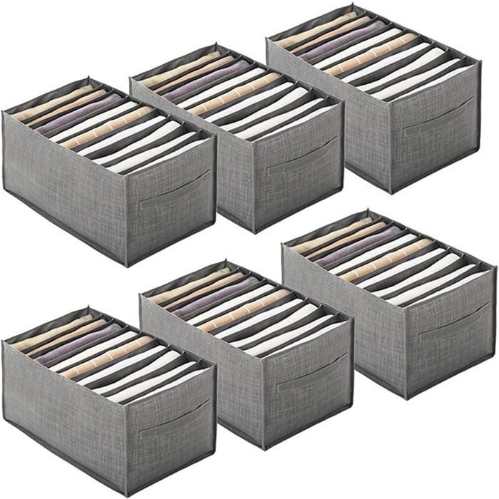 6 Pièces Chemise Organisateur de Tiroir pour Vêtements Boîte de Rangement Portable en Non-tissé Organisateur Placard à Compartiment