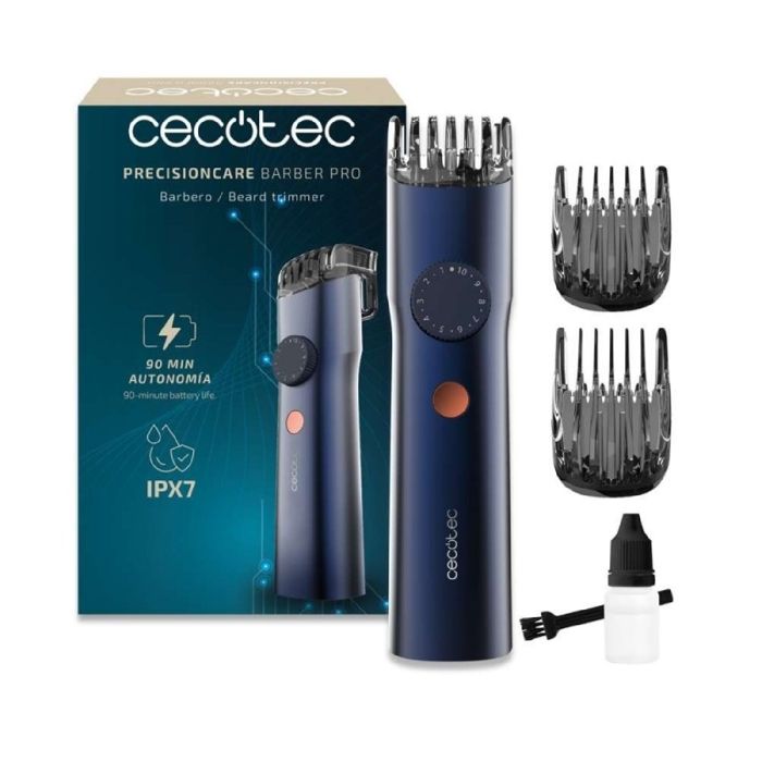 Cecotec Tondeuse à Barbe avec Lames Japonaises PrecisionCare Barber Pro. Acier Inoxydable Peignes Guide Réglables (0