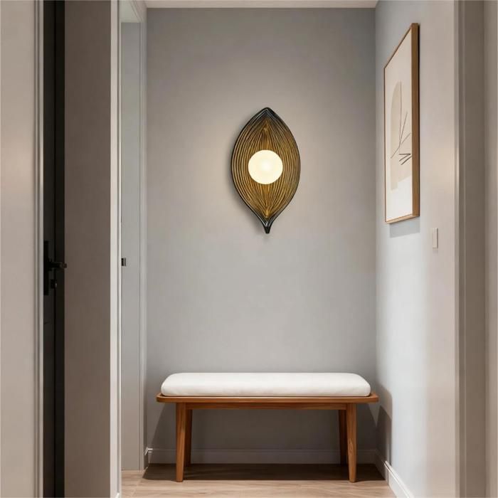 iDEGU Lampe Murale Moderne LED Applique Murale Intérieur en Résine Abat-jour Design Feuilles G9 Eclairage de Murale Lumianire Chaud