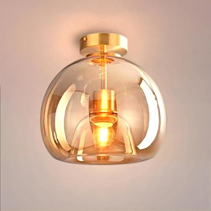 WOTTES 1 x Plafonnier Vintage Industrielle Conception Ø25cm en Forme Boule Verre Moderne Luminaire pour Loft Salle à Manger