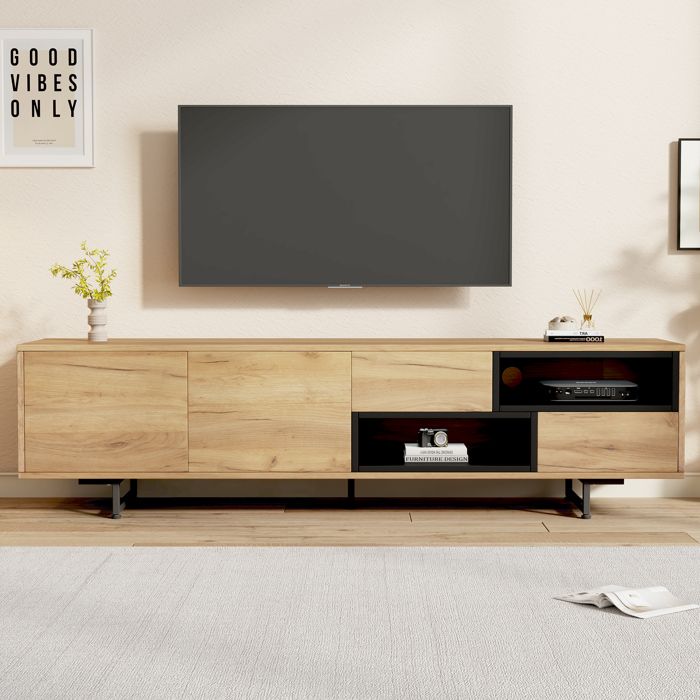 URBAN MEUBLE Meuble TV chêne et noir design industriel 180 cm URBAN MEUBLE Meuble TV chêne et noir design industriel 180 cm