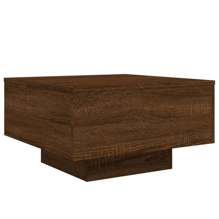 Sarazyj®Table centrale - Brun Table basse de salon - Capacité 50 kg avec lumières LED - Chêne marron - 55x55x31 cm - 96412