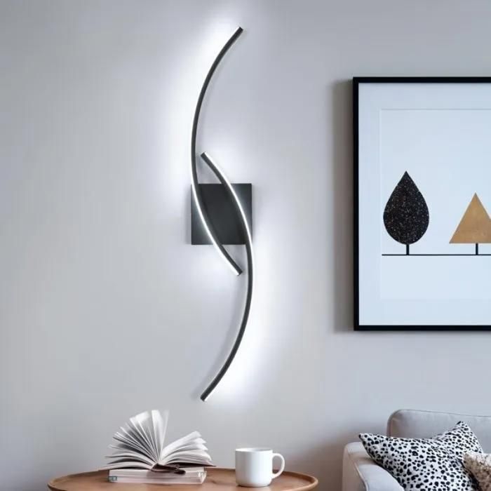 Applique Murale LED 27W Luminaire Mural Interieur pour Chambre Salon Hôtel 6500K Lumière Blanche Froide Noir LUSTRE
