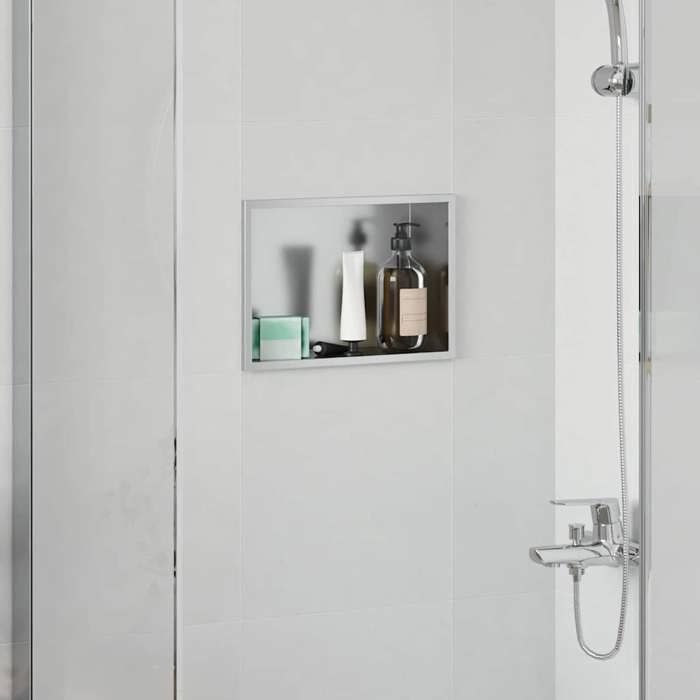 BURKE@ Argent Niche de Douche Argenté 30x20x95 cm Acier inoxydable 1.4 kg Haute qualité  A12687