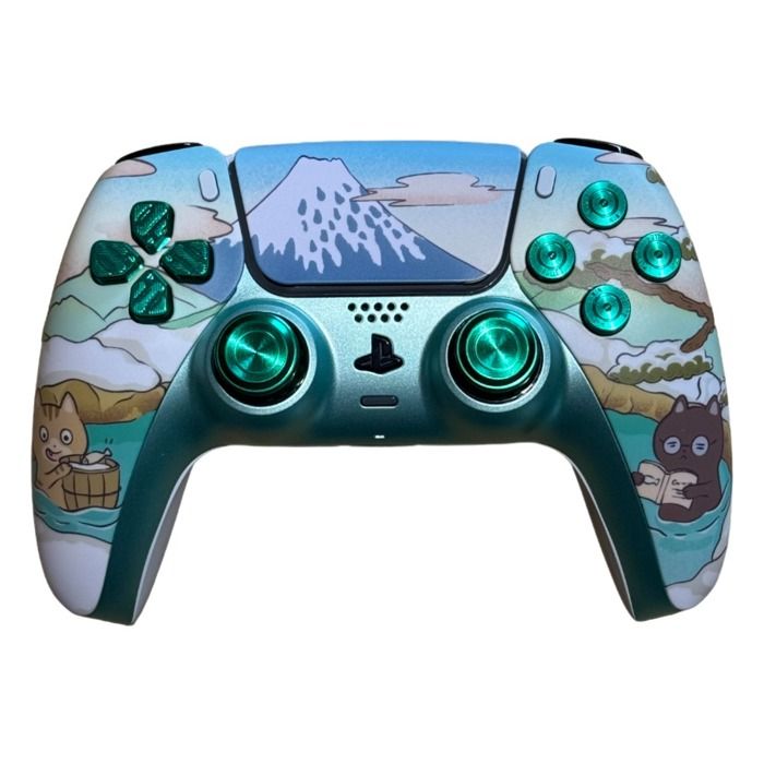 Manette Clever Green Cat World Custom (compatible PS5)