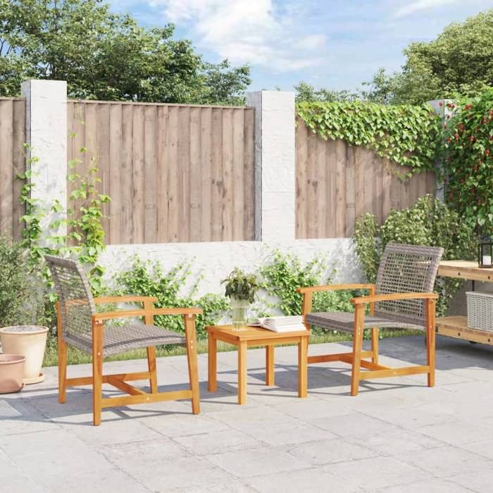 Promo étéCanapé/Sofa Terrasse - SWEETY - Noir - Chaises de jardin Moderne - lot de 2 gris résine tressée et - Bois d’acacia 63x64x