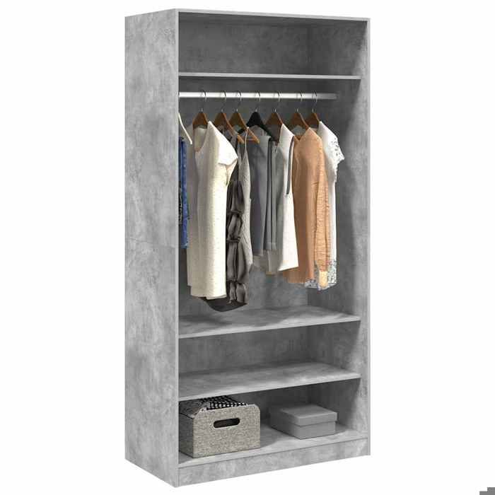 Meuble vêtements Gris - Garde-robe - Grand espace - Armoire penderie - Gris cement 100x50x200cm - Aggloméré 946 27511