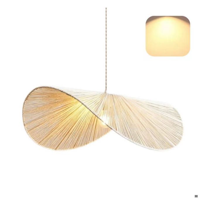 QWINERN Lustre rétro en rotin lumière chaude plafonnier moderne luminaire décoratif idéal pour le salon la chambre et les...