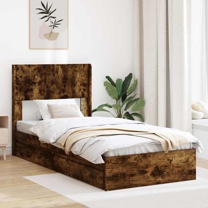 vidaXL Cadre de lit avec rangement et tête de lit 2 pc 3414423