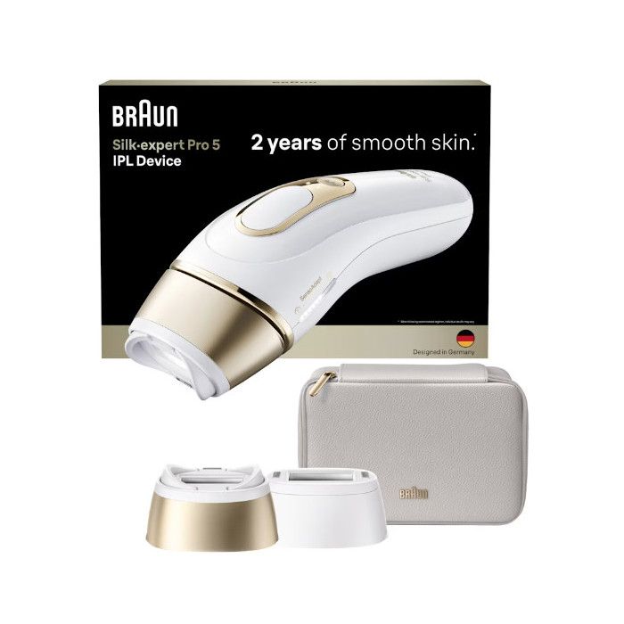 Braun Silk expert Pro 5 Epilatore a Luce Pulsata IPL PL5210 10 Livelli 400000 Impulsi BiancoOro