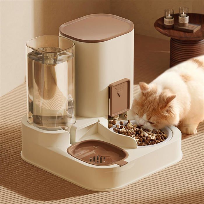 Ensemble distributeur 2 en 1 : distributeur automatique de nourriture et deau pour chats adapté à un usage quotidien et profession