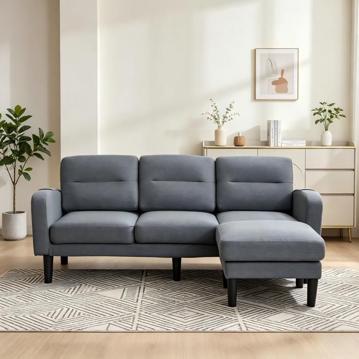 Canapé dangle convertible - MINIMAL - Modulaire - Tissu velours gris - 3 places - Rangement Canapé dangle convertible - MINIMAL - Modulaire - Tissu velours gris - 3 places - Rangement