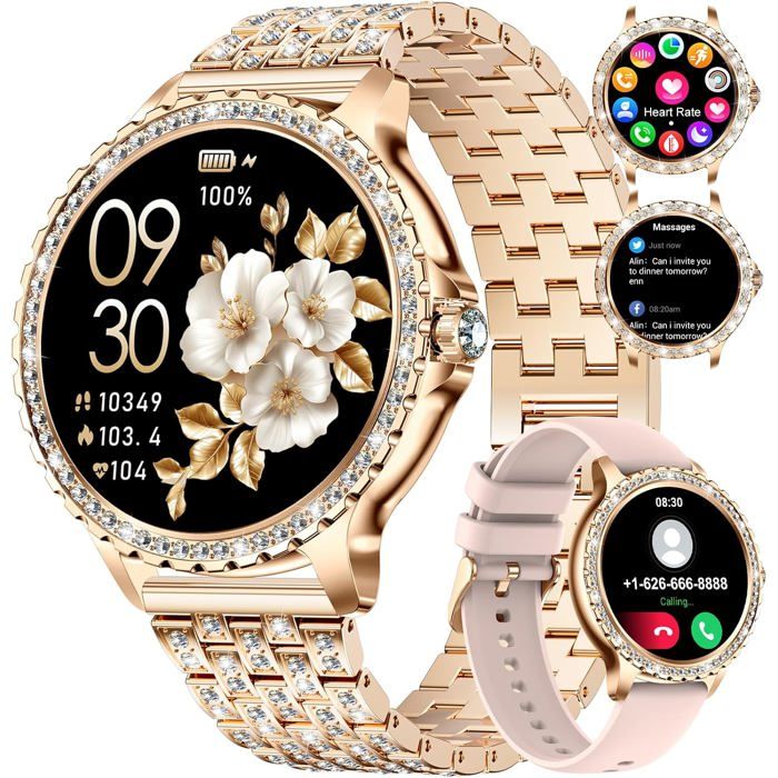 Montre Connectée Femme 1 32 HD Full Touch Bracelet Diamant Acier Appels Bluetooth Cardio Sommeil 100+ Sports Android iOS Montre Connectée Femme 1 32 HD Full Touch Bracelet Diamant Acier Appels Bluetooth Cardio Sommeil 100+ Sports Android iOS