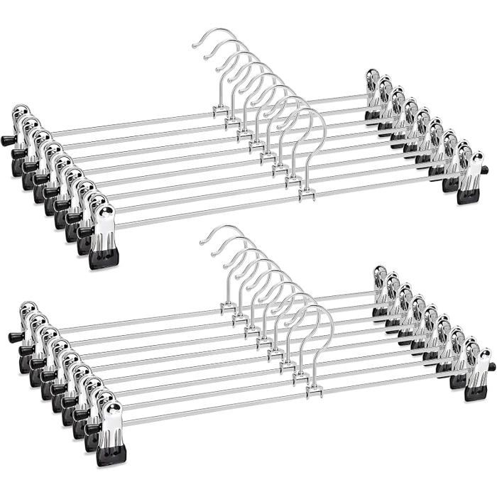 Amber Home Lot de 20 Cintres en Fer Métal Chromé 40cm pour Pantalons Jupes Chaussettes sous Vêtements Cintre 1 Chrome 40cm