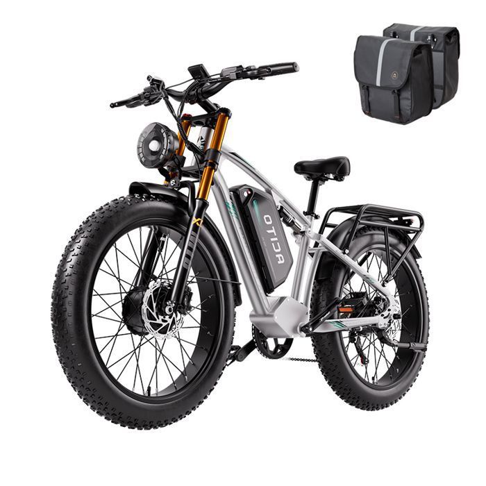 OTIDA X2 - Velo Electrique 26 - Moteur 3000W - 52V/30Ah - 65 km/h Max - 120KM Max - Shimano7 vitesses-frein hydraulique-silver