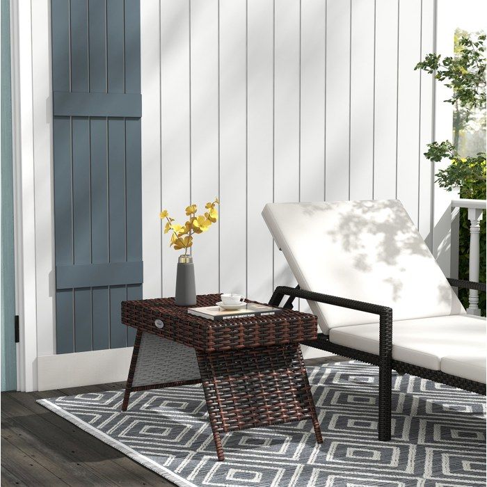 Table de jardin pliante en rotin résistante à leau 60 x 41 x 41 cm pour balcon et terrasse JOINERY