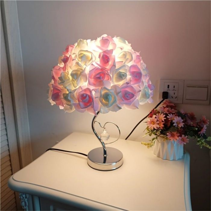 Lampe à poser en cristal  - Aueq -  rose fleur veilleuse lampe de chevet décoration de la maison allume éclairage intérieur