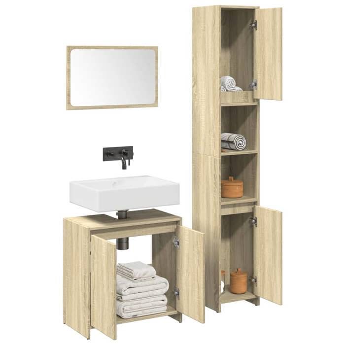 vidaXL Ensemble de meubles de salle de bain 3 pcs - chêne sonoma poids:43.35 kg 1345