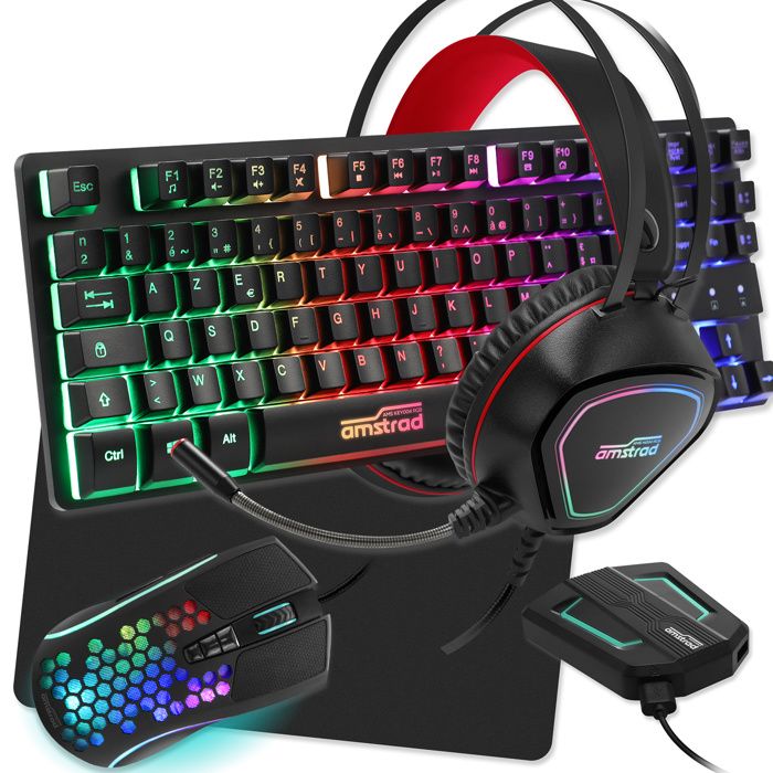 Pack de périphériques gaming – AMSTRAD – LEGENDS – Compatible PC/PS4/Xbox One/Switch – Filaire – Noir
