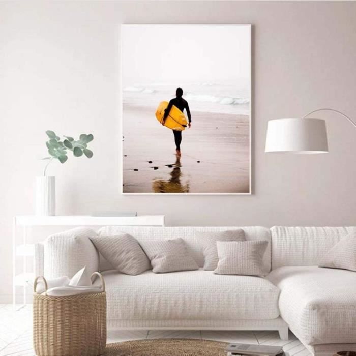 Tableau Sur Toile 70x50 Cm Sans Cadre - Impression Haute Définition, Motif Palmier Vintage Montagne Océan, Déco Murale Salon/chambre