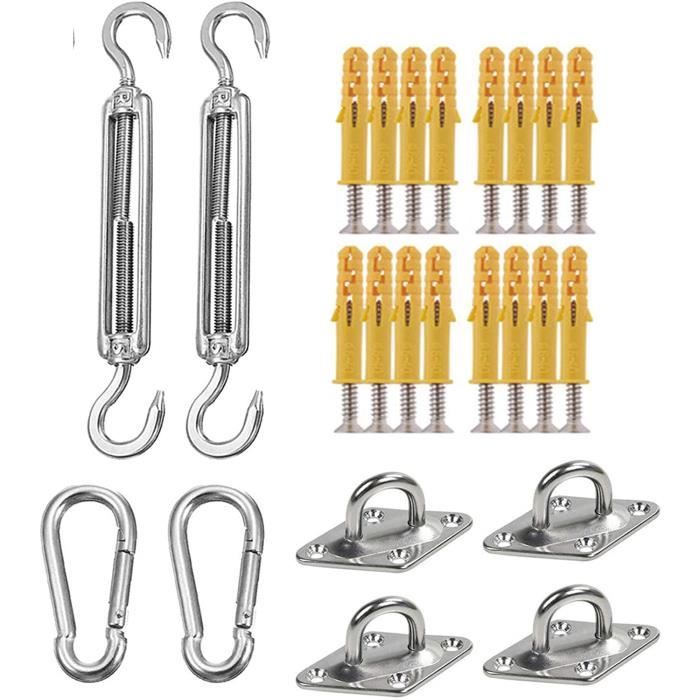 Kit Fixation Voile Ombrage M6 HOMPER - Acier Inoxydable Pour Triangle Carré Rectangle